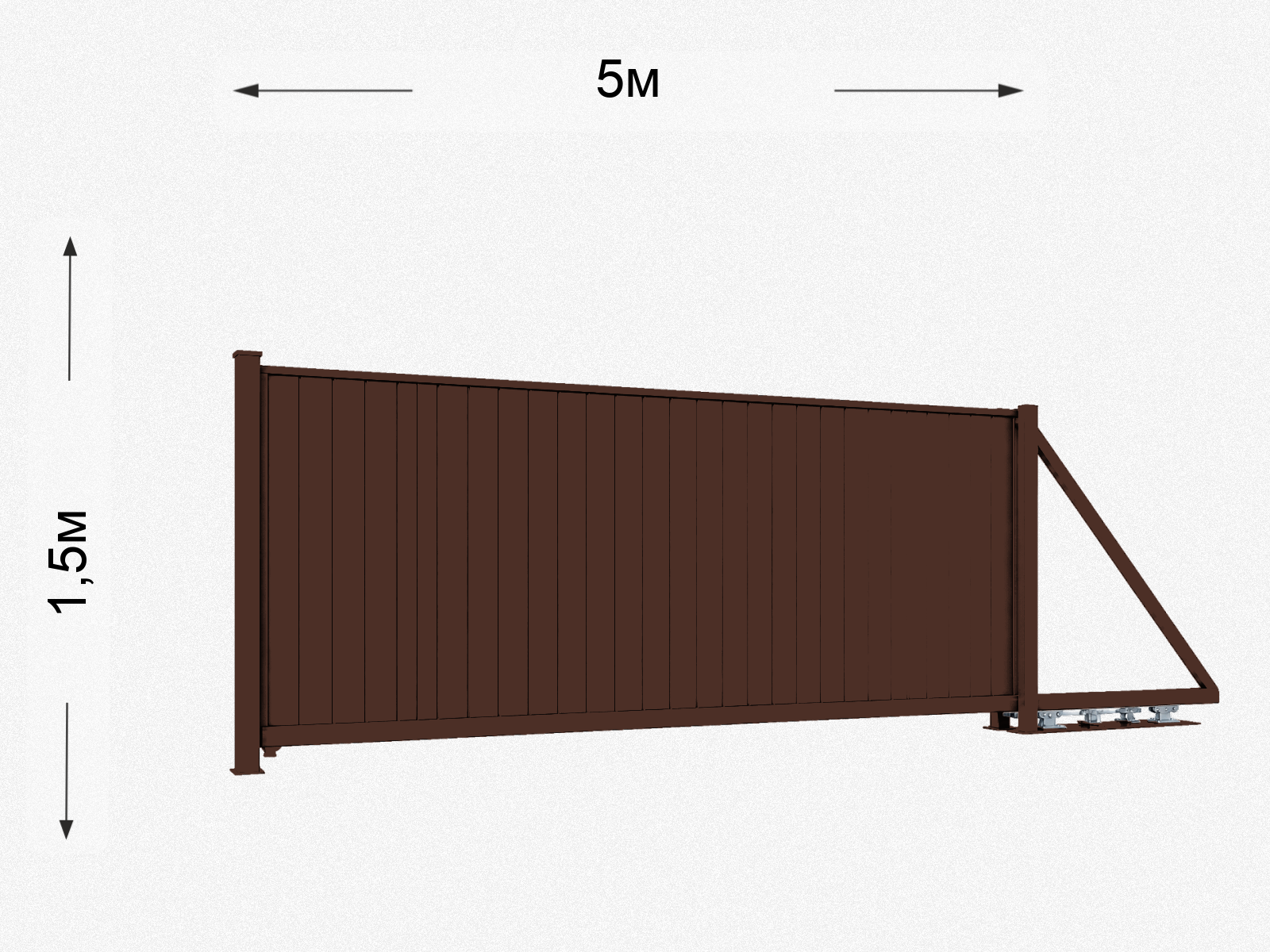 Консольные откатные ворота из профлиста 5000×1500