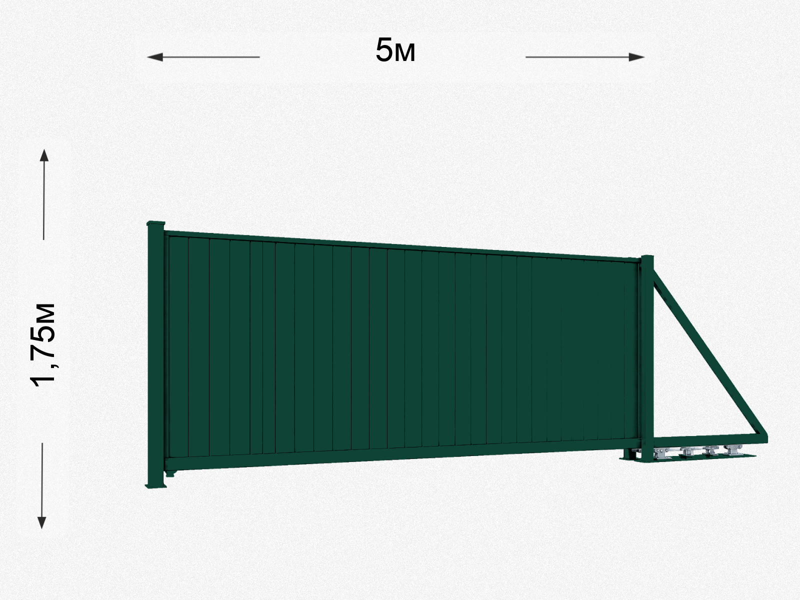 Откатные ворота консольного типа с профлистом 5000×1750